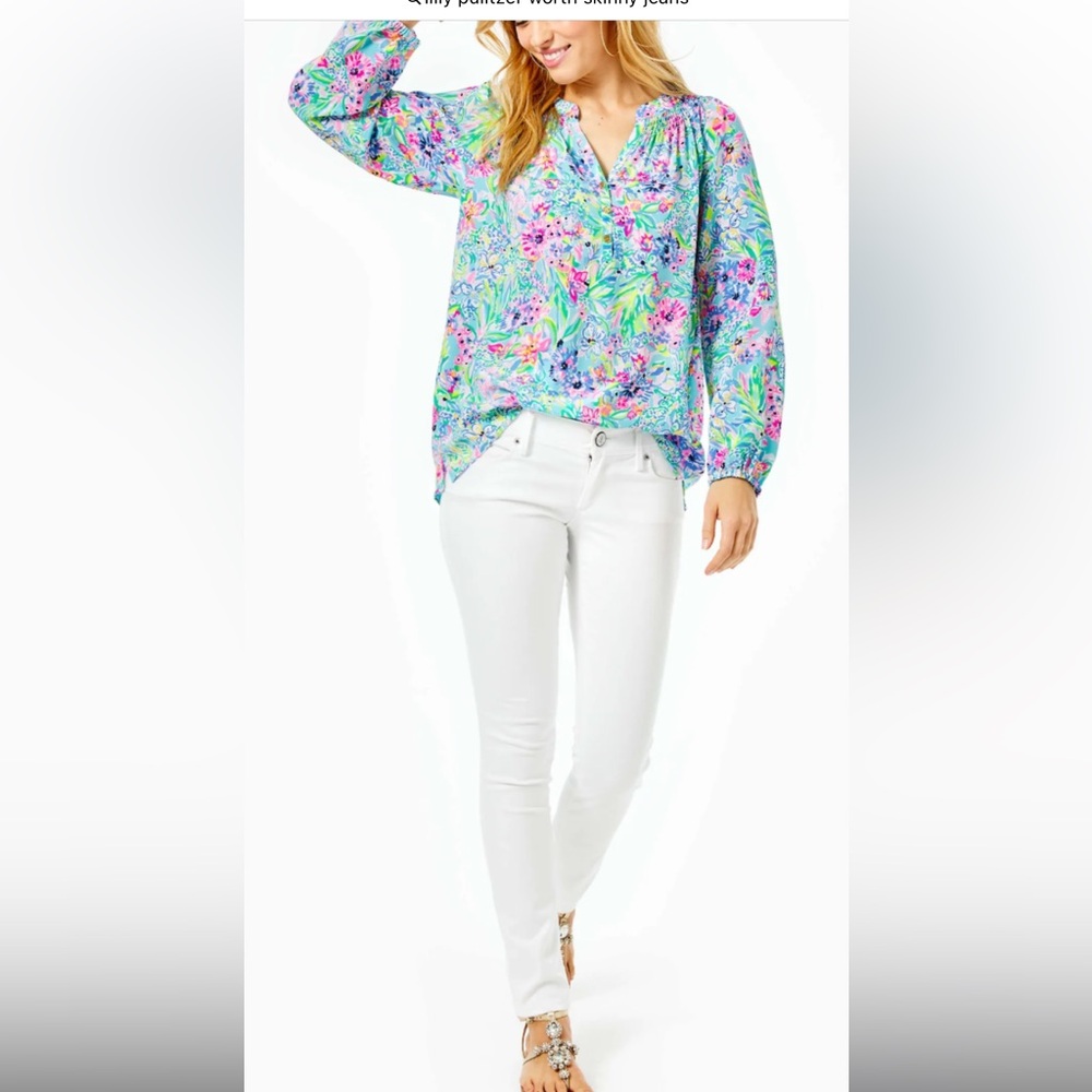 Lilly Pulitzer Worth Skinny Jeans. White Stretchy Denim